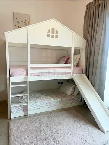 Girls bunk bed with stairs and slide