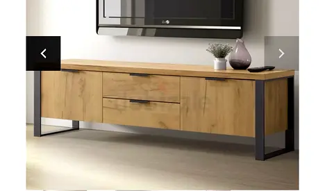 Wooden TV Console / Entertainment Unit - Modern Industrial Style