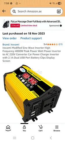 Irovanmi 4000W Modified Sine Wave Power Inverter - 12V to 220V with USB  Display (Used)