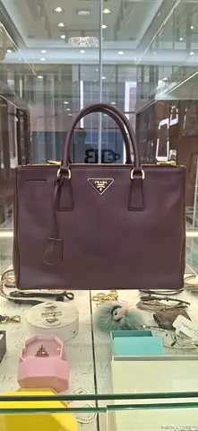 Authentic Prada Burgundy Leather Tote Bag