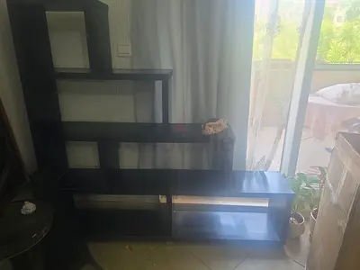 Dark brown wooden modular shelving unit - good condition