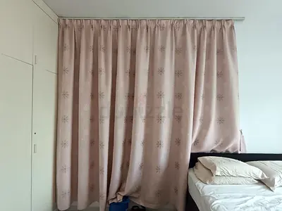 Pink Star Patterned Blackout Curtains - 2 Panels, Ready to Hang