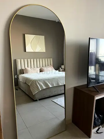 Full-Length Gold Arch Floor Mirror - Modern Bedroom Mirror