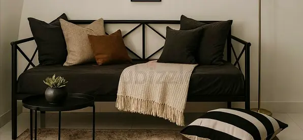 Black metal bed with Mattress