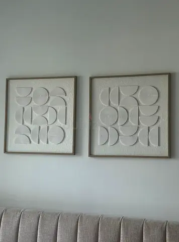 Modern Abstract Textured Wall Art Set – 2 Piece Minimalist Geometric Canvas Decor