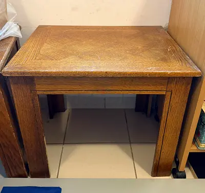 Solid Oak Square Side Table / End Table - Used