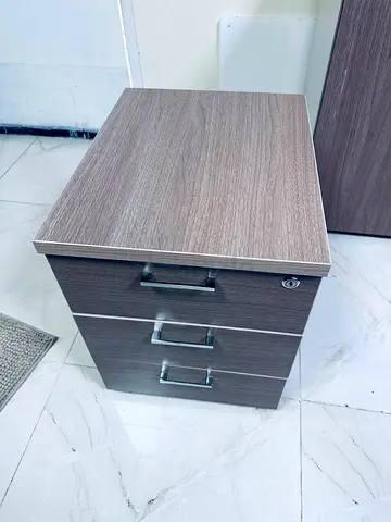 3-Drawer Mobile Pedestal Filing Cabinet - Wood Finish
