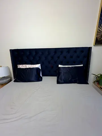 Super king size beautiful blue bed with mattress