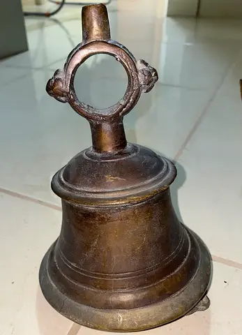 Antique Bronze Hand Bell with Decorative Handle