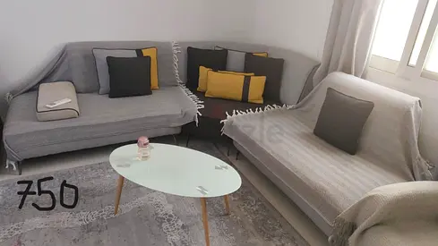 Used 3-Piece Grey Sofa Set with Cushions and Coffee Table