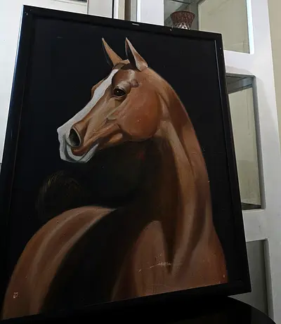 Framed Oil Painting of a Horse Vintage Style