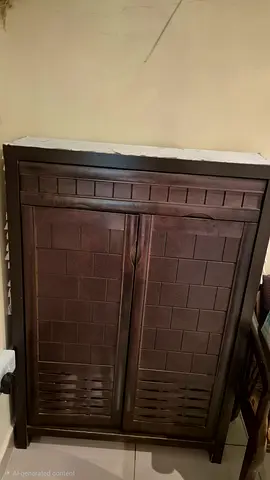 Dark Wood Storage Cabinet / Small Wardrobe - 2 Doors