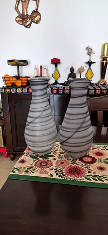 Pair of Homecentre Grey color Glass Vase home decor