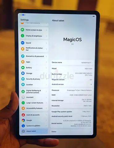 Honor pad 9 TDRA like new  12,1 inch  with cover original 256gb/16ram (tablet only)