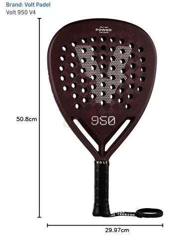 Volt 950 V4 Padel Racket - Power Frame, 50.8cm