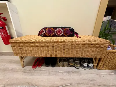 IKEA Hand Woven Storage Bench - Natural Rattan