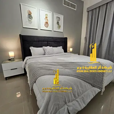 Luxurious one-bedroom apartment with brand new furnishings for monthly rent in Ajman - Al Jurf 2 - next to Al Aqsa School