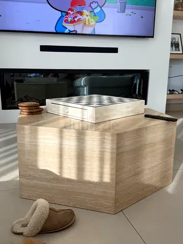 Travertine hexagon coffee table