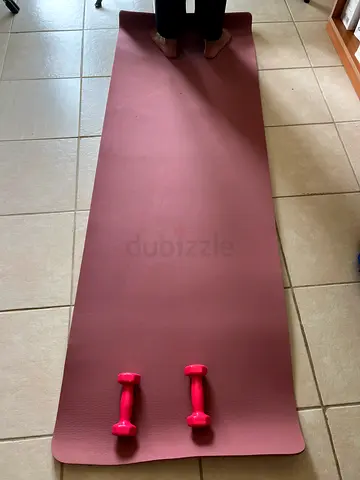 Yoga Mattress and Pair of Sky Land 1kg Pink Dumbbells