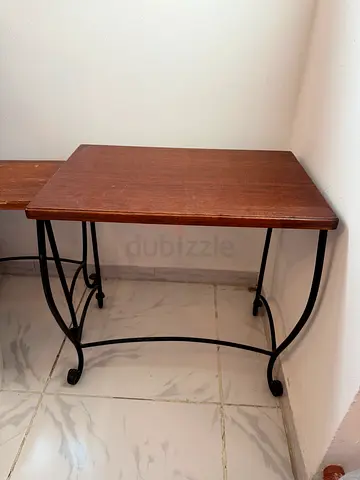 Solid Wood Top Side Table with Black Metal Curved Legs