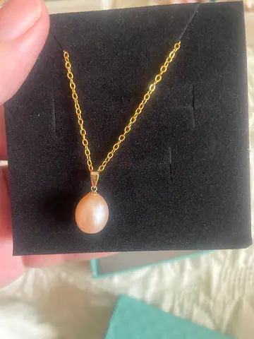 18k gold pearl pendant with gold plated chain