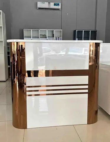 Modern White and Copper Reception Counter / Front Desk