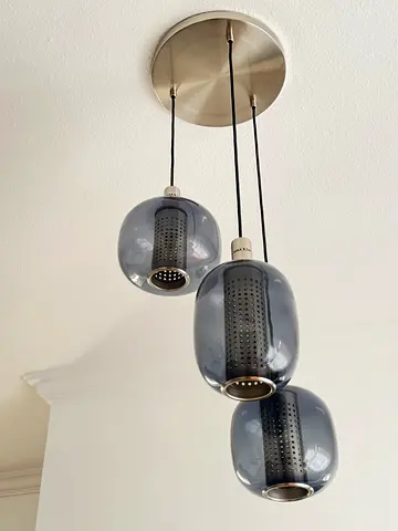 Modern 3-Light Pendant Ceiling Lamp with Smoked Glass Shades