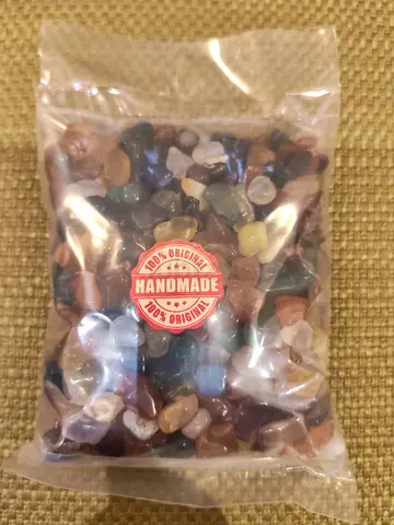 Bag of mixed tumbled stones / crystals — small polished gemstones, handmade