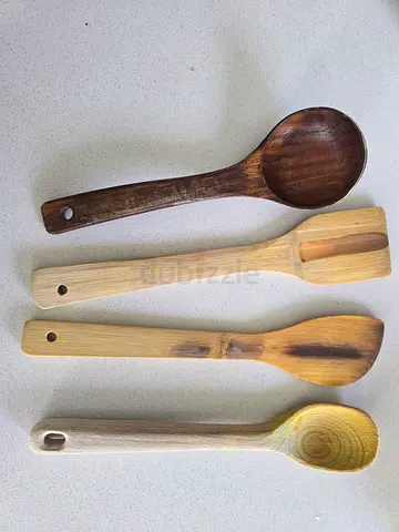Set of 4 Wooden Kitchen Spoons and Spatulas