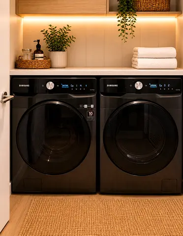 Samsung 18kg washing machine 16kg dryer set- Black Stainless, Excellent Condition