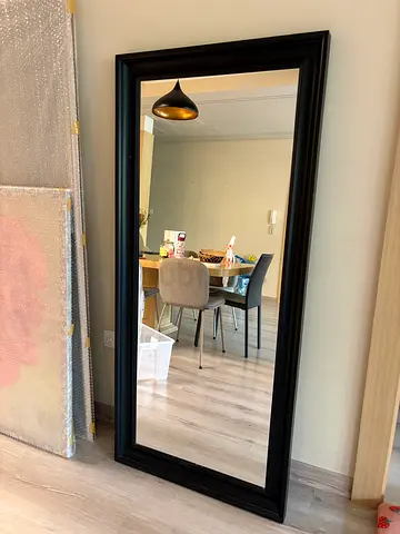 Two Large Full-Length Black Framed Wall Mirrors - Excellent Condition