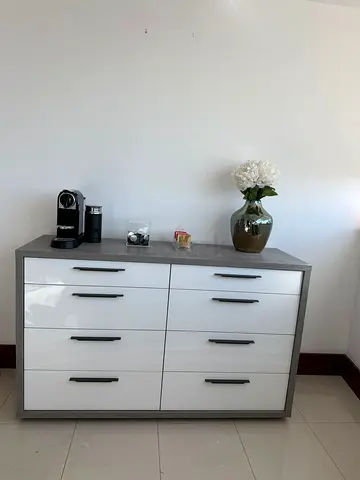 Modern 6-Drawer Dresser with Grey Frame and White Gloss Fronts original price 3k