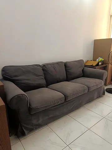 IKEA Comfortable 3-seater grey fabric sofa (used)