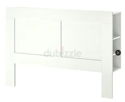 BRIMNES White Storage Headboard with Side Shelves