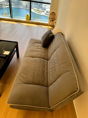Grey Fabric Sofa Cum Bed — Convertible 3-seater