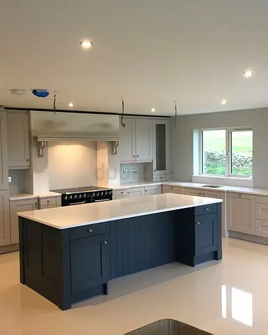 Modern shaker-style kitchen island with full fitted cabinets
