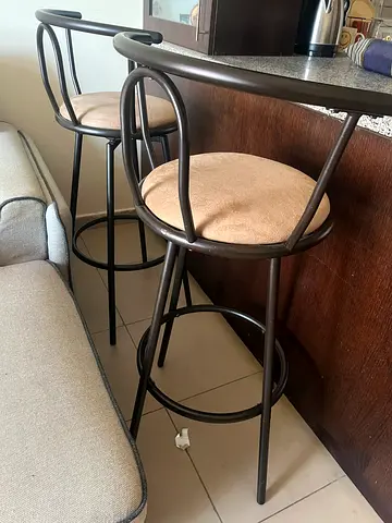 Set of 2 Metal Bar Stools with Padded Seats for 150 AED