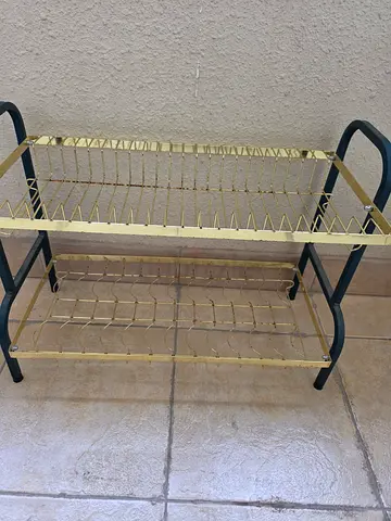 2-tier Metal Dish Drying Rack (Gold  Gray) - Good Condition