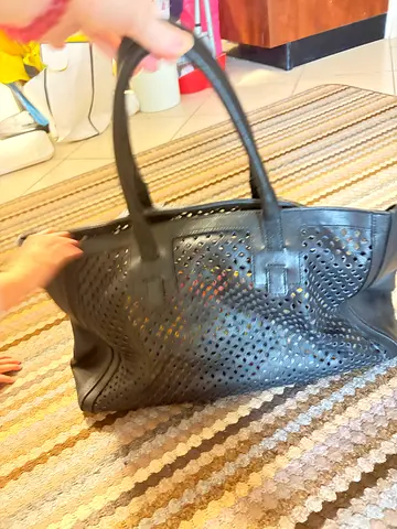 FURLA big Black perforated leather tote bag, still in fine condition