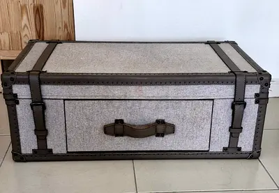 THE ONE Vintage Felt Covered Storage Suitcase, Antique