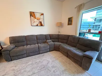 Large Grey L-Shaped Recliner Sofa - Comfortable 6-Seater Corner Sofa