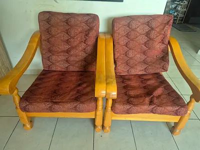 Two Wooden Single-Seater Sofa