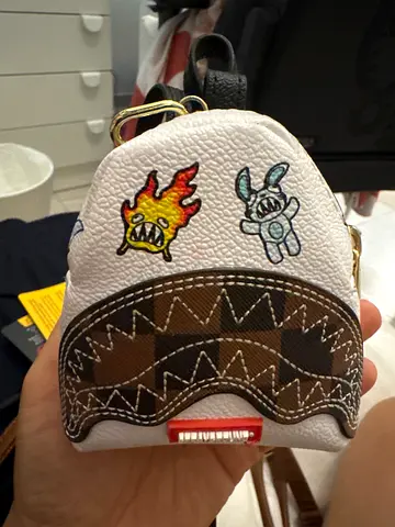 Small designer coin pouch/key pouch with embroidered patches