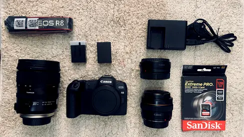 Canon R8 with Tamron 24-70 f2.8+Canon 85USM