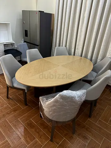 Oval Dining Table with 6 Chairs - Light Wood Finish