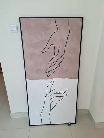 Minimalist Framed Hand Line Art Wall Painting