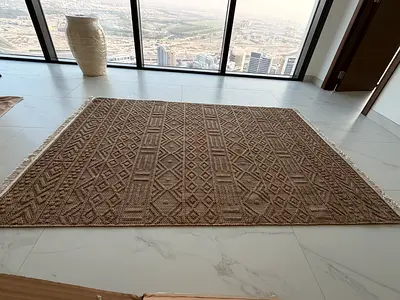 Brand new Handwoven neutral geometric area rug – 160x240 cm (approx)