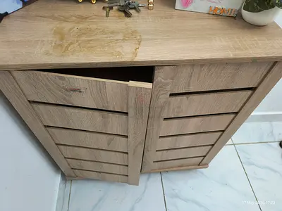 Small Wooden Shoe Cabinet / Storage Cupboard - Light Oak finish