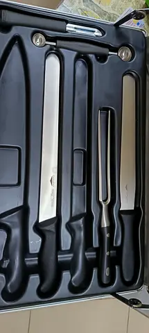 12 PCs Stainless Steel Knife Set with Carving Fork with the Case - Used - 2 knives missing