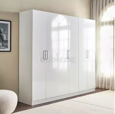 White  6-Door Wardrobe - Modern Storage Closet
